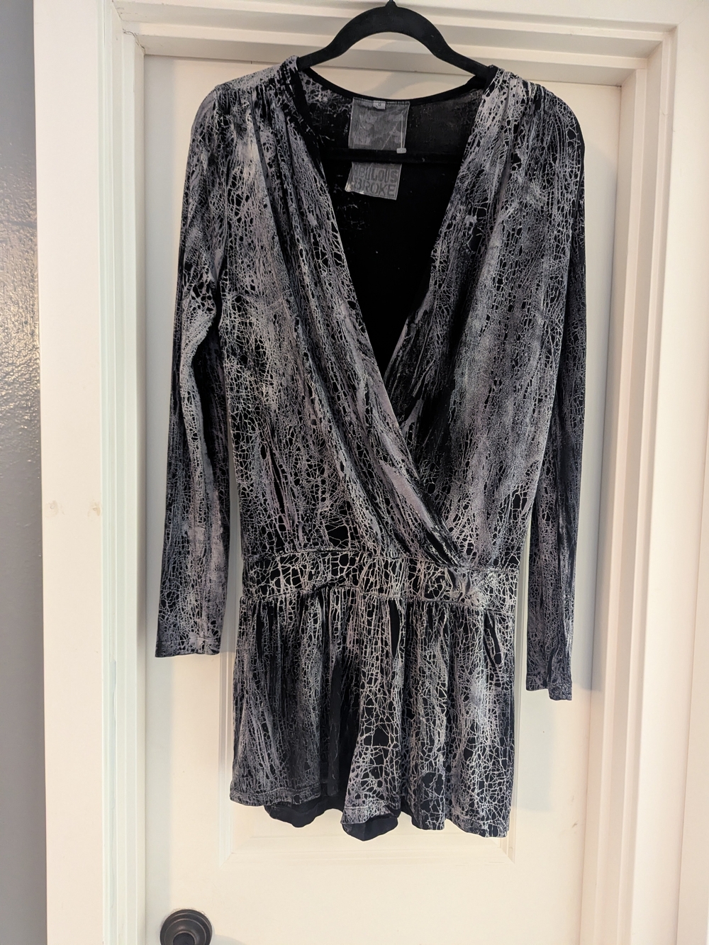 Young Fabulous & Broke Black and White Abstract Wrap Tunic Top